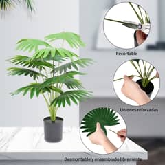 AIZO - Planta decorativa simulada en maceta Abanico Anémona 60cm Plantas