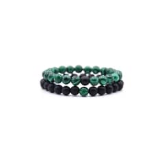 ROYAL - Conjunto Pulseras Piedra Malaquita Y Onix Hombre Mujer Madriz