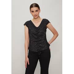 ASH - Blusa Manga Corta Negro Mujer