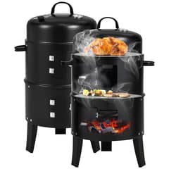 ELEMENT DESIGN - Parrilla a Carbón y Ahumador con 2 Parrillas de Cocción Diámetro 40cm