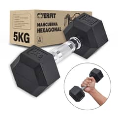 OVERFIT - Mancuerna Hexagonal 5Kg Acero y Caucho