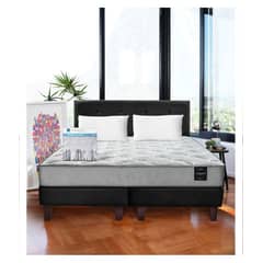 LATAM HOME - Combo Cama Cannon 2 Plazas+2 Almohadas+Sabanas+Respaldo Tela Negro