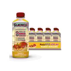 SUEROX - Pack 12 Bebida Isotónica Mango-Durazno 630 ML