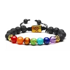 ROYAL MADRIZ - Pulsera De Hombre Y Mujer Piedra Volcanica 7 Chakras