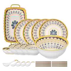 AIZO - Vajilla artesanal cerámica diseño tradicional juego 21 Set