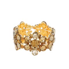 VANE COLLECTION - Pulsera mujer stretch ancha elegante flores en color topacio amarillo