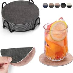 AZ AURAZEUS - Set 4 Posavasos Ecocuero Antimanchas Impermeables 2 en 1 AZ