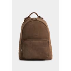 VELEZ - Mochila bolet de cuero gamuzado para hombre manija trenzada