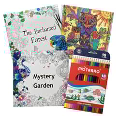 GENERICO - Pack 3 Libros para colorear mandalas + 18 lápices de colores