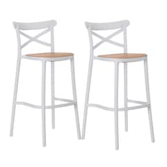 PANDALINO - Pack 2 Taburetes Bar Valentino Blanco 65 cm - Apilable- Exterior