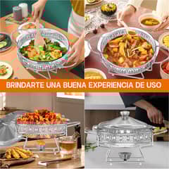 AIZO - Plata Chafing Bufetera Ollas Vaporeras Calentador De Comida 2l