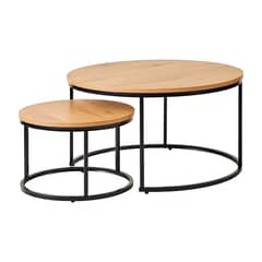 CASA BELLA - Mesa Centro Nido 2 Piezas Madera Natural 50 y 70 cm