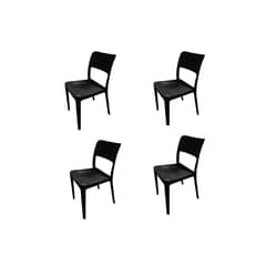 DVP - Pack 4 Sillas de Comedor Plásticas Minimal Negro