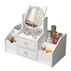 CRUSEC - Cajón Con Espejo Y Repisa Organizadora De Joyero Cosméticos Blanco