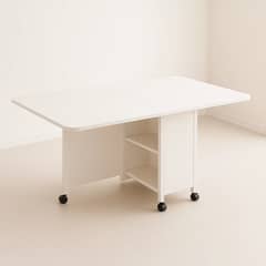 KLIK - Mesa de comedor plegable extendible blanca 140x60cm