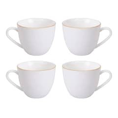 HALLEN - Set 4 Tazas de Te 260mL Royal Borde Dorado Menaje Cocina
