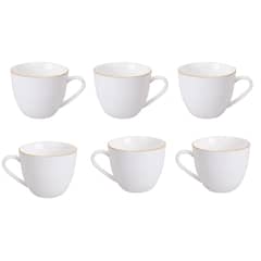 HALLEN - Set 6 Tazas de Te 260mL Royal Borde Dorado Menaje Cocina