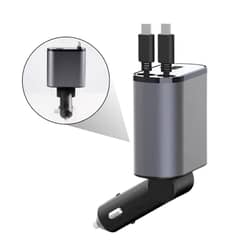 GENERAL ELECTRIC - Cargador 100w Retráctil Para Autos Usb usb-c lightning