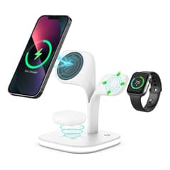 GENERICO - Estación Carga Inalámbrica Para iPhone 5en1 Carga Rápida - Blanco