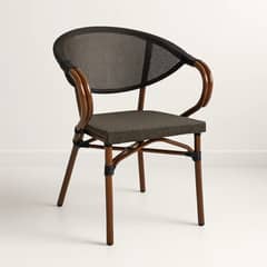 KLIK - Silla Bistro Parisina Textileno con Reposabrazos Café Oscuro