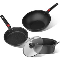 AIZO - Batería de Cocina Casera Antiadherente 4 Piezas