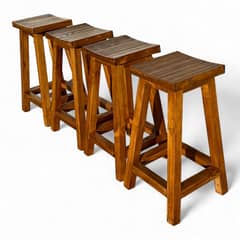 TAIKKEE - Taburetes rusticos de madera 70x30x30 pack 4 unidades