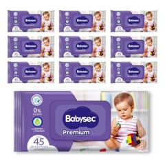 BABYSEC - Toallas Húmedas Premium 10 Paquetes 45 Toallitas Cu