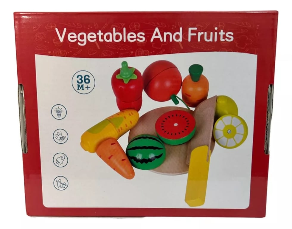 Precios Set de Frutas y Verduras con iman Didactico de Madera para Ninos Coolebra