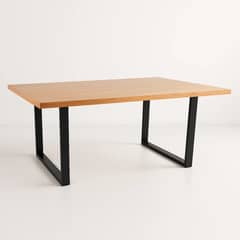 KLIK - Mesa de Comedor Estilo Industrial 160x90 Madera Clara - Café Claro