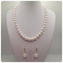 CAT JOYAS - Collar + aros de perlas Swarovski  con broche de plata y circones.