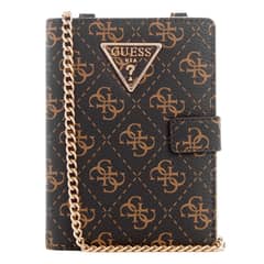 GUESS - Billetera Laurel Slg Chain Passport Case Café