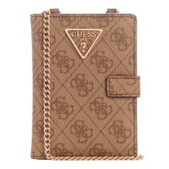 GUESS - Billetera Laurel Slg Chain Passport Case Café