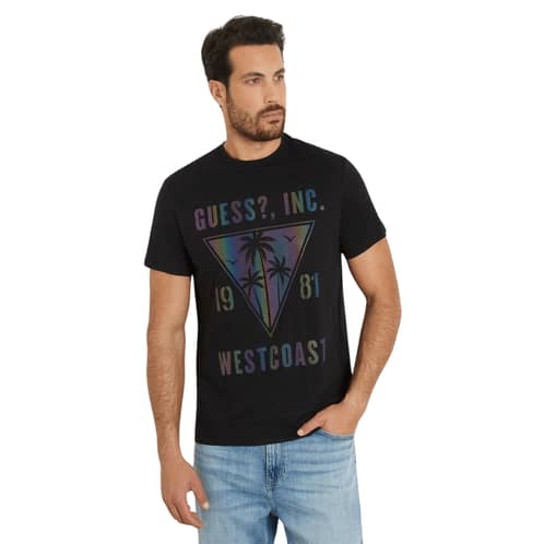 GUESS - Polera Ss Bsc Iridescent Palms Tee Negro