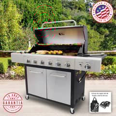 KENMORE - Parrilla a gas 6 Quemadores + Quemador lateral + set asado + Garras