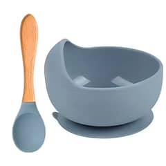 GENERICO - Set Plato Con Ventosa Y Cuchara Silicona Bebes Guagua 2 Pcs