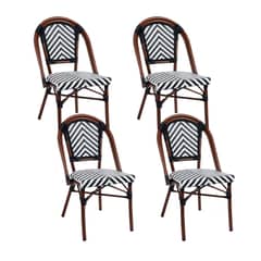 KLIK - Pack de 4 Sillas Bistro Parisina Rattan - Blanca con negro