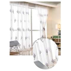 COMPRAPO - Set X 2 Visillos Blancos con Bordados Ramo Lavanda 140x230 Cm