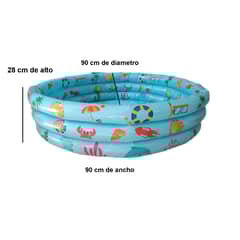 DEFENSOR FOREVER - Piscina Inflable Para Niños, 3 Anillos 90 X 28 Cm Celeste