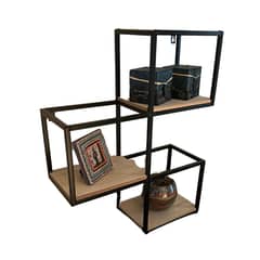 HOMASTTI - Repisa Flotante 3 Cubos Fierro Madera Decoracion 40x50x15 cm