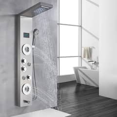 ARTDIY - Llave Monomando Columna Tina Ducha Moderna Negra 148x20 cm 3 jets
