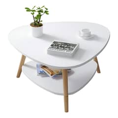 CRUSEC - Mesa De Centro Vintage Triangular 60x60x42cm Madera Blanco