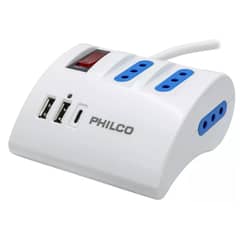 PHILCO - Zapatilla Alargador Extension De Escritorio USB C Blanco
