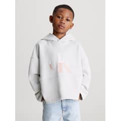 CALVIN KLEIN - Polerón con Gorro Niño Swirl Monogram Gris
