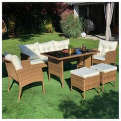 NOVAHUS - Juego De Comedor Terraza 7 Personas Toscana PE Café