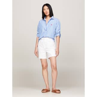 TOMMY HILFIGER - Short Denim Solid Talle Alto Blanco