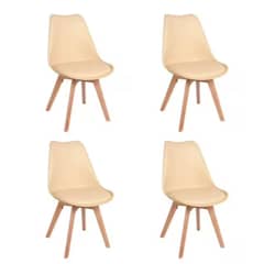 GENERICO - Pack de 4 sillas de comedor acolchada Tulip Beige
