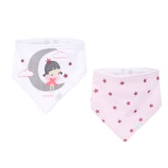 BAMBINO - Set 2 Babero Bandana Gris Niña Luna