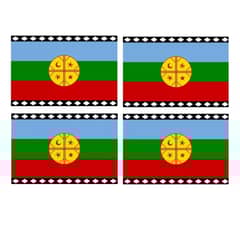 GENERICO - X4 Bandera Mapuche Chilena Bandera Chile Mediana 90x145 Tela