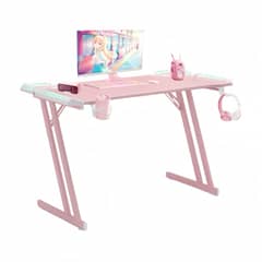 VIDITA - Escritorio Gamer Rosa con Iluminación RGB 120cm Videojuego