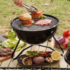 ELEMENT DESIGN - Parrilla Portátil a Carbón de 38cm con Termómetro Integrad - Negra
